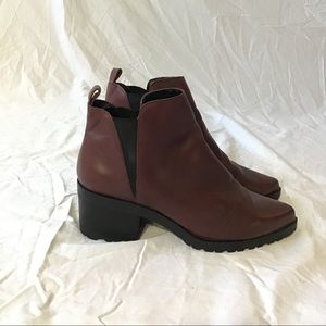 Burgundy Leather Lug Sole Boots